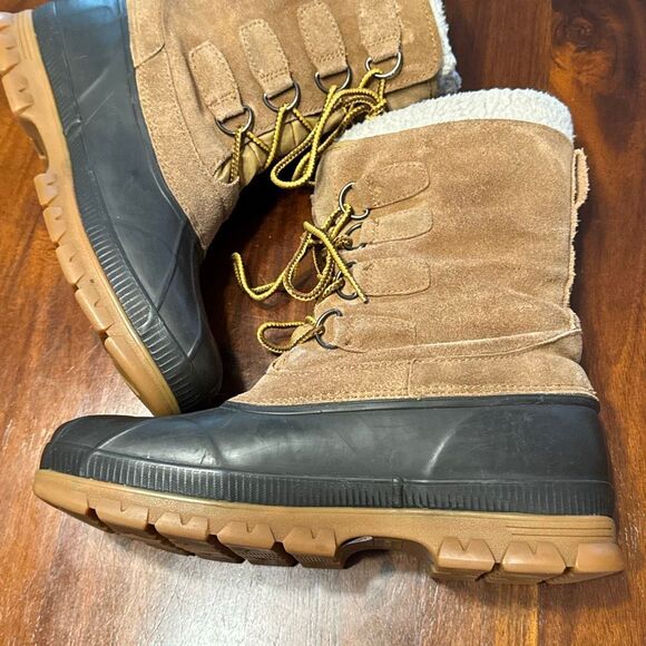 Lands’ End Tan Suede Lace Up Snow Boots Men’s US 13 D - Picture 2 of 9